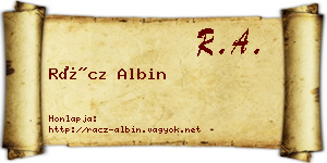 Rácz Albin névjegykártya