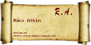 Rácz Albin névjegykártya